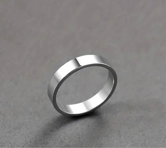 A slim Kpop style ring made of stainless steel, silver plated and polished, suitable for men and women,